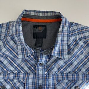 5.11 Tactical Double Flex Covert Short Sleeve Shirt Plaid‎ Large Blue Plaid